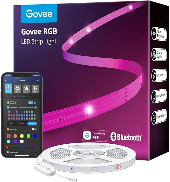 Govee LED Lights 5m, Bluetooth LED Strip Light App Control, 64